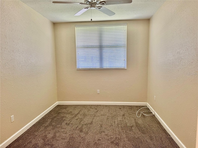 1003 Beverly Ave, Largo, FL 33770 - empty room with carpet floors, a ceiling fan, plenty of natural light, a textured wall, and a textured ceiling