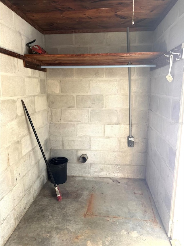 basement with wooden ceiling