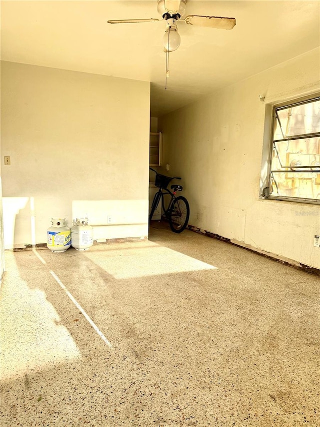 garage with ceiling fan