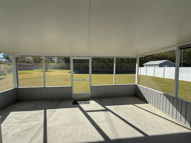 view of unfurnished sunroom