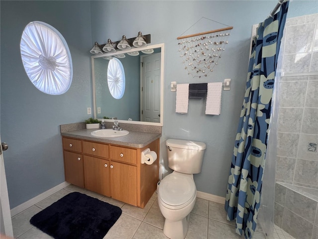 bathroom with vanity, tile patterned floors, walk in shower, and plenty of natural light