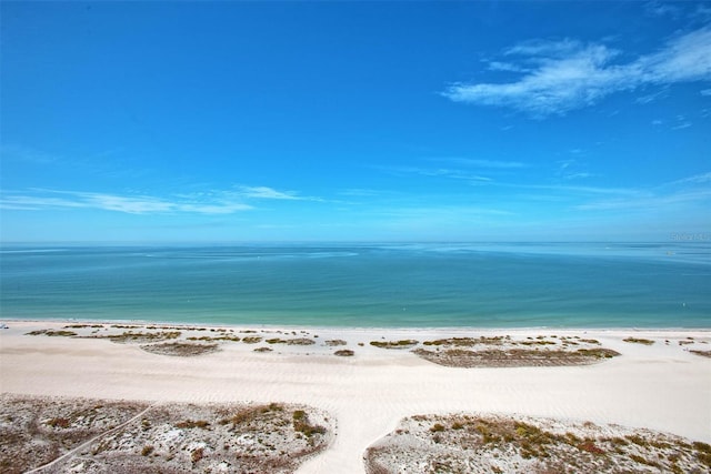 view of water feature featuring a view of the beach