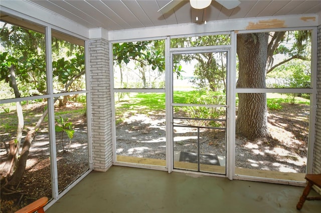 view of unfurnished sunroom