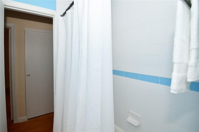 bathroom featuring wood-type flooring