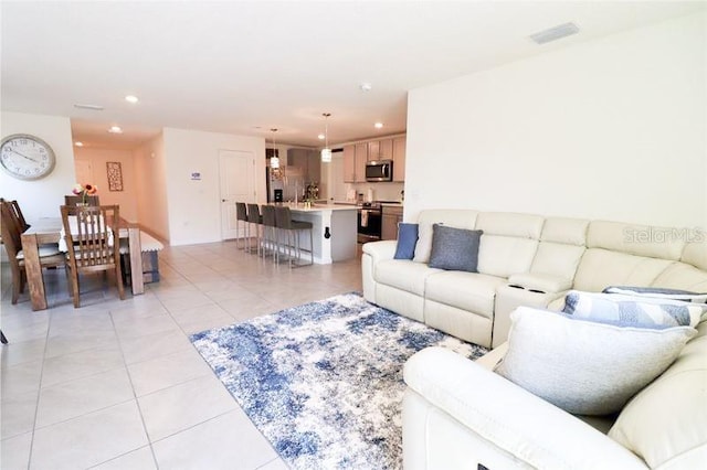 view of tiled living room