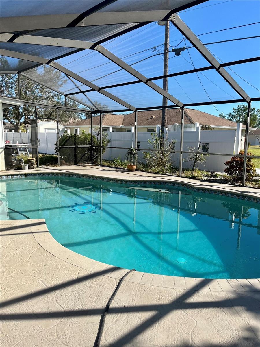 view of swimming pool with a lanai