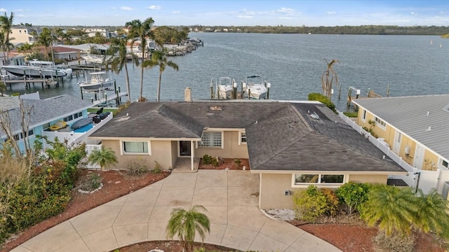 bird's eye view featuring a water view