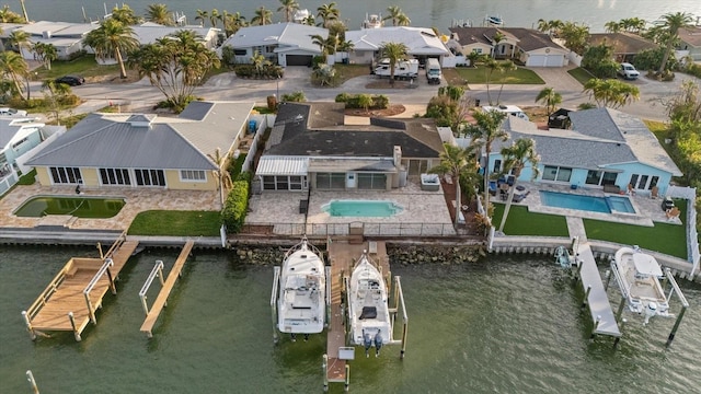 bird's eye view featuring a water view