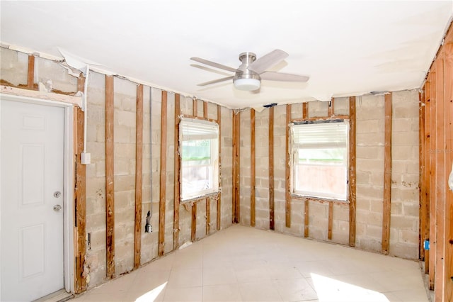 misc room with ceiling fan