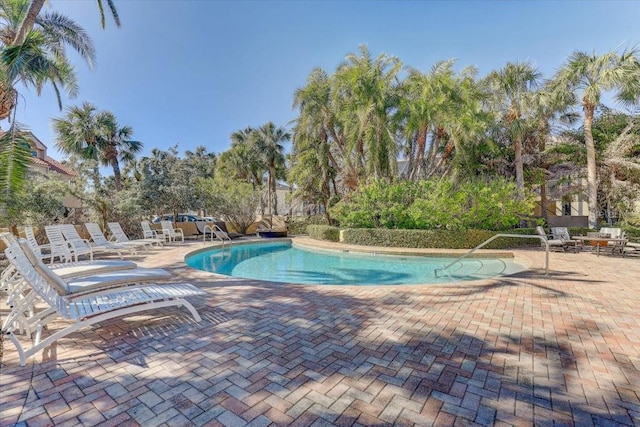 view of pool featuring a patio area