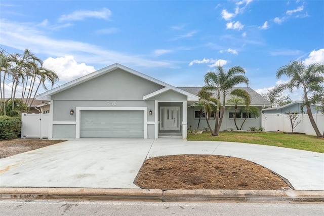 single story home with a garage