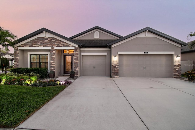 view of front of house with a garage