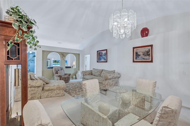 dining area with a chandelier