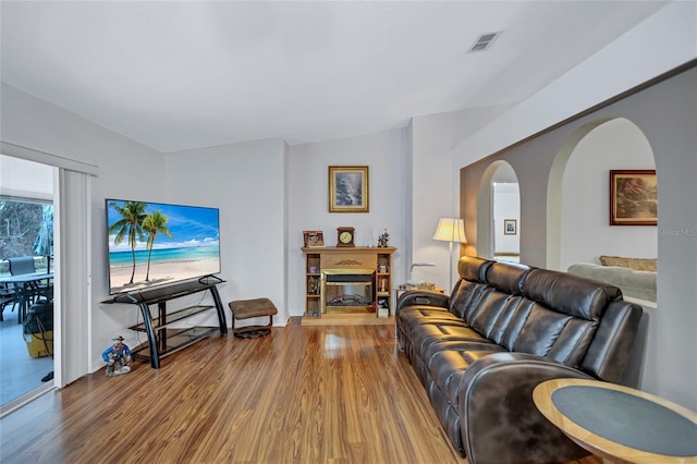 living room featuring hardwood / wood-style floors