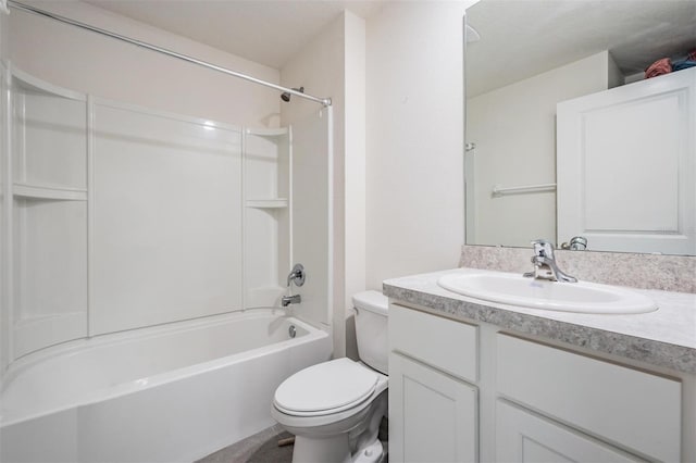 full bathroom with vanity, shower / bath combination, and toilet