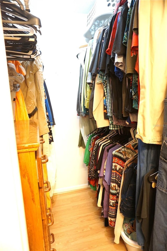 walk in closet featuring light wood-type flooring