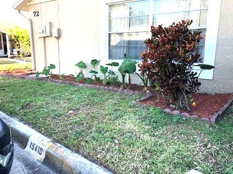 view of home's exterior with a lawn