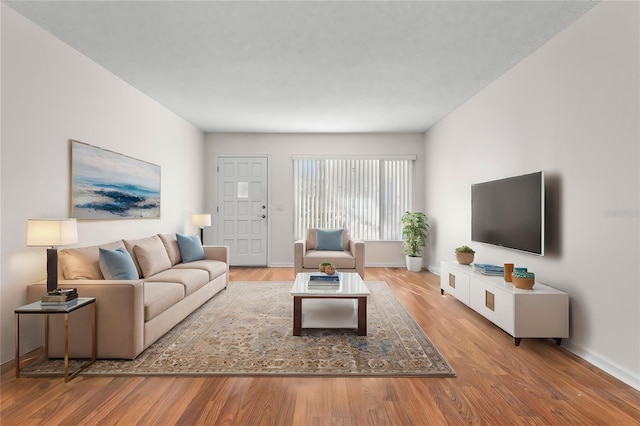 living room with light wood-type flooring