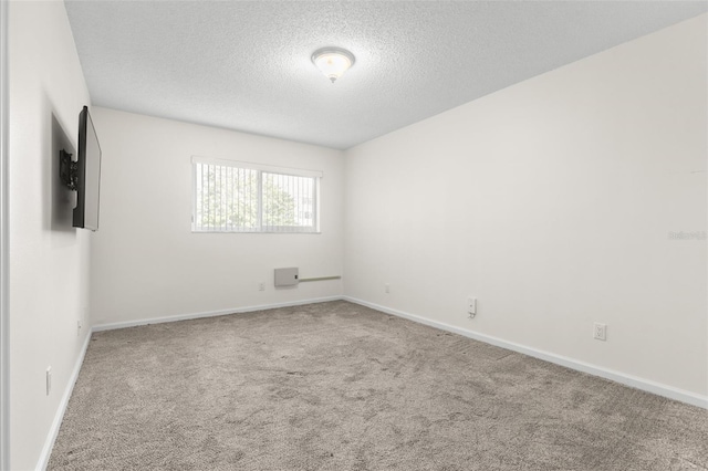 unfurnished room with light carpet and a textured ceiling