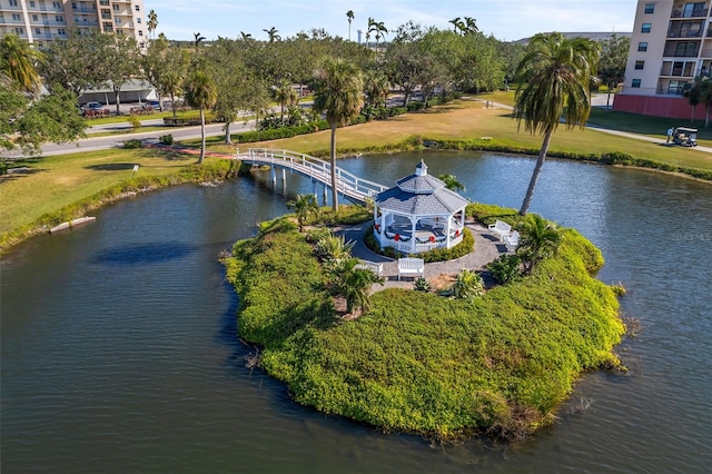 bird's eye view featuring a water view