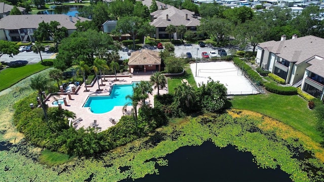 10265 Gandy Blvd N Unit 905, Saint Petersburg, FL 33702 - aerial view of residential area featuring a pool and a large body of water