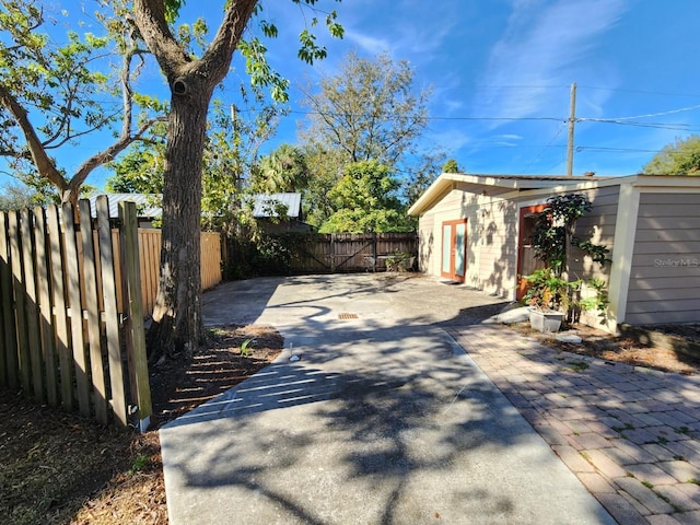 view of patio / terrace with an outdoor structure