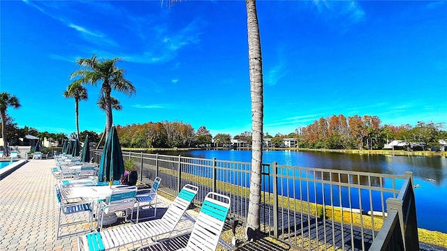 view of dock featuring a water view