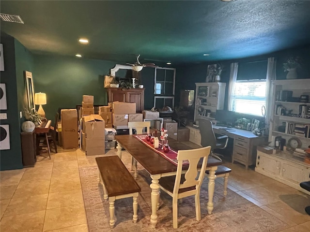 dining space with light tile patterned floors