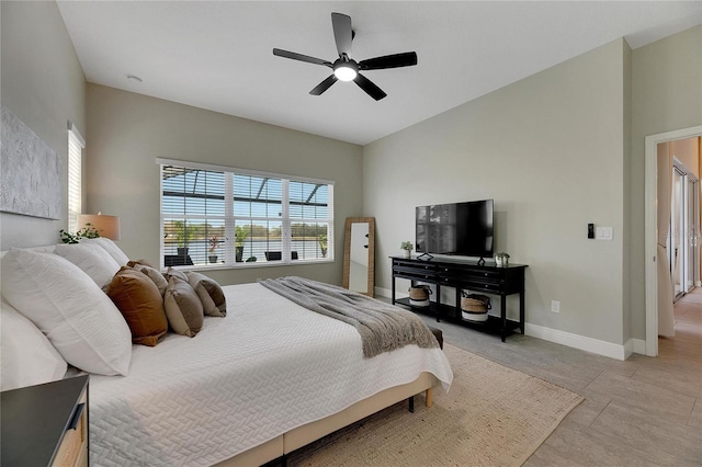 bedroom featuring ceiling fan