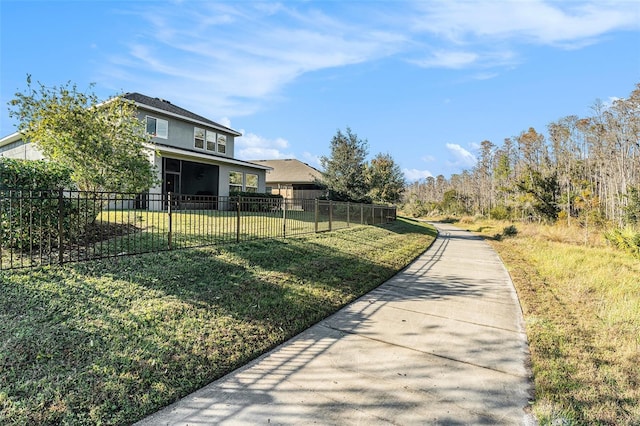 exterior space featuring a fenced front yard