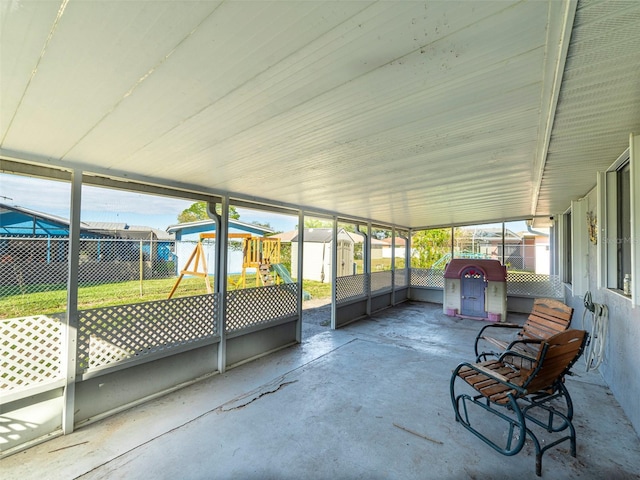 view of unfurnished sunroom