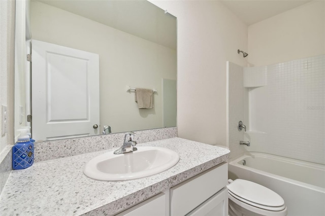 full bathroom with vanity, toilet, and shower / bath combination