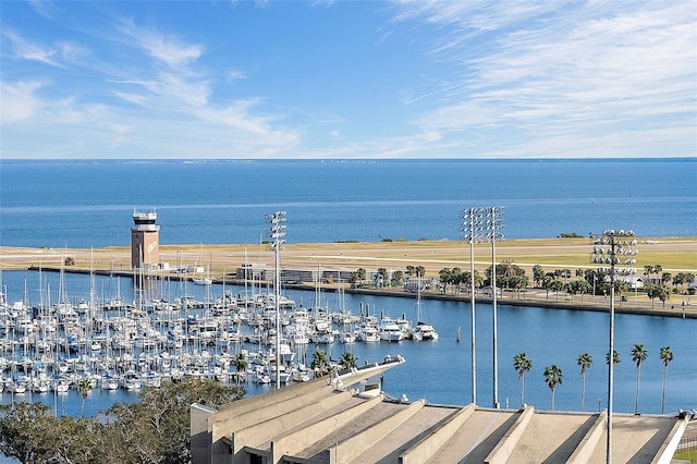 property view of water with a boat dock