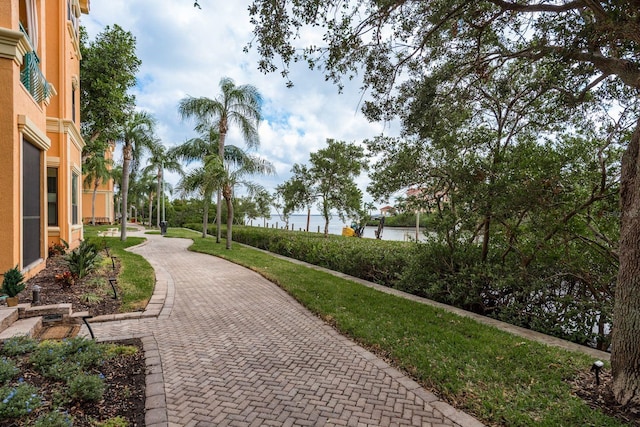 view of property's community featuring a water view