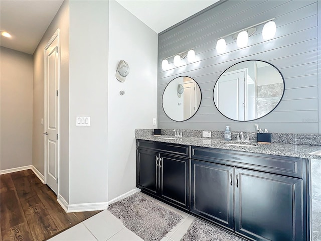 bathroom with vanity and tile patterned floors