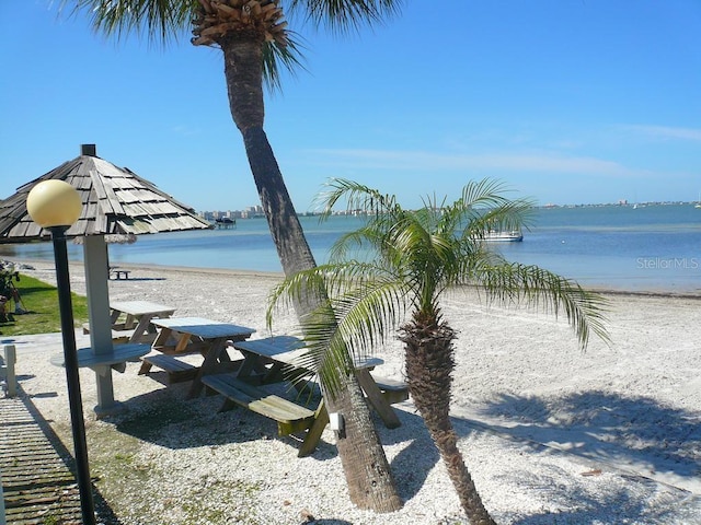 property view of water featuring a view of the beach