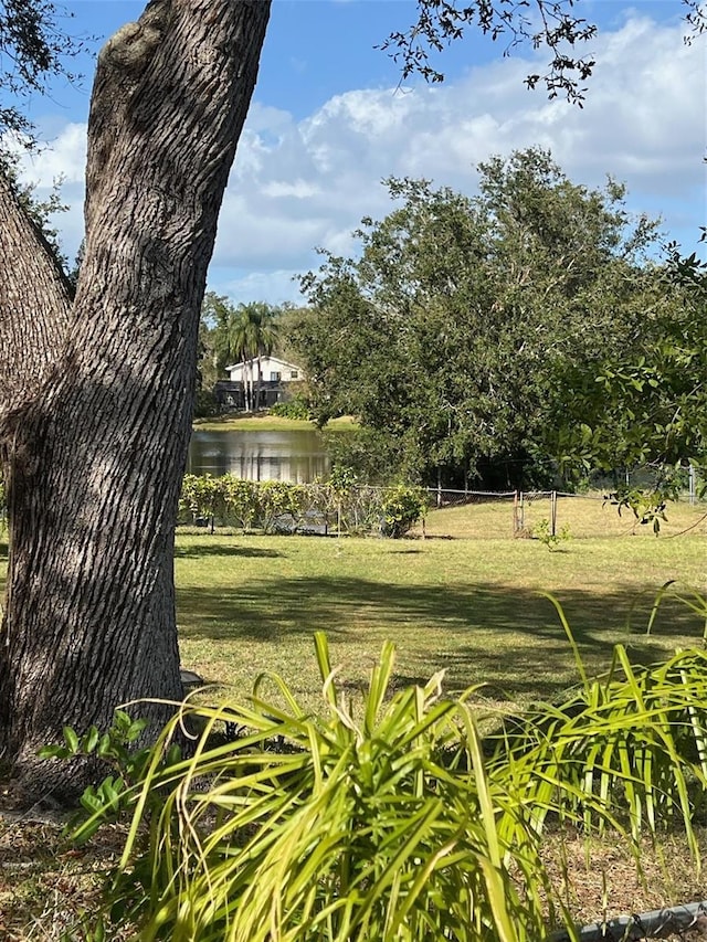 view of yard with a water view