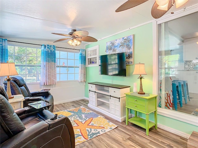 living room featuring light wood-type flooring