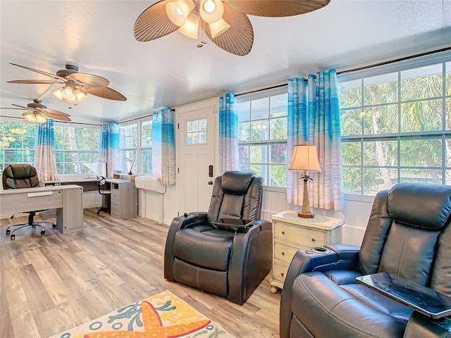 interior space with light hardwood / wood-style floors