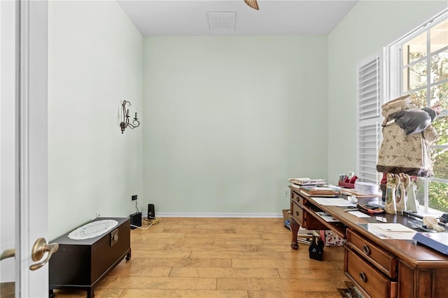 office space featuring light hardwood / wood-style flooring