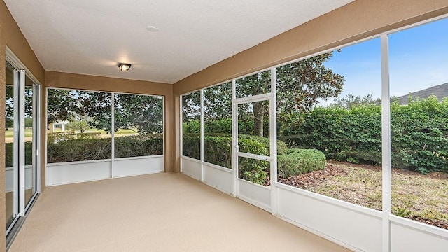 view of unfurnished sunroom