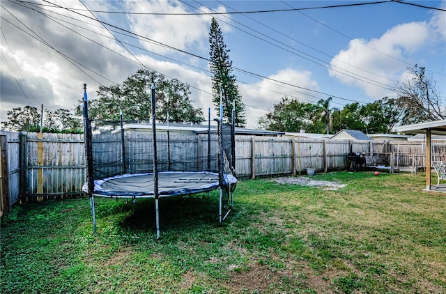 view of yard with a trampoline