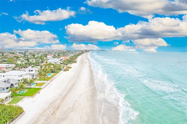 property view of water with a beach view