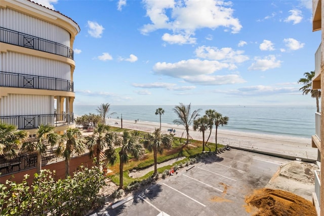 property view of water featuring a view of the beach