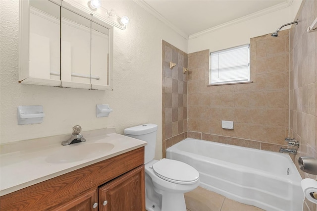 505 Sawyer Ave, Merritt Island, FL 32953 - full bath with vanity, bathtub / shower combination, toilet, and ornamental molding
