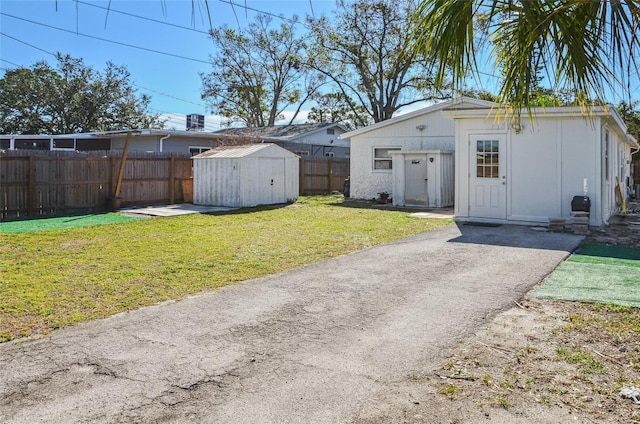 exterior space with a storage unit