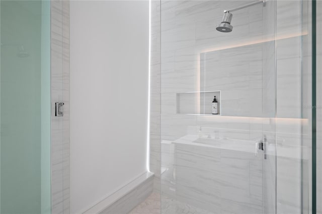 bathroom with walk in shower