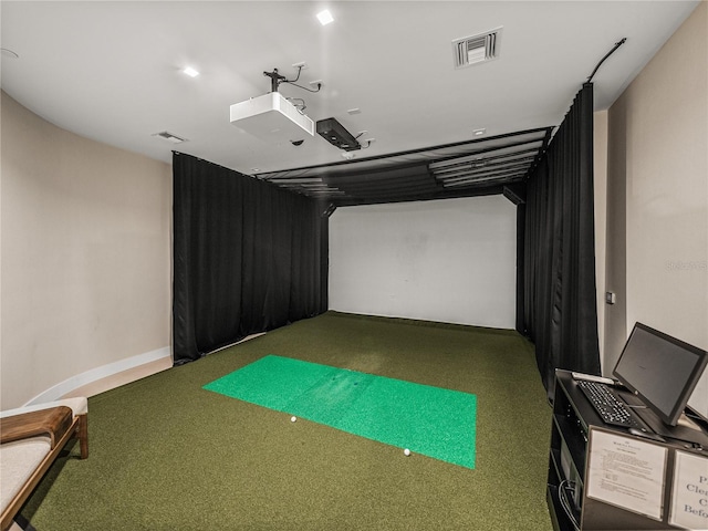 recreation room featuring golf simulator