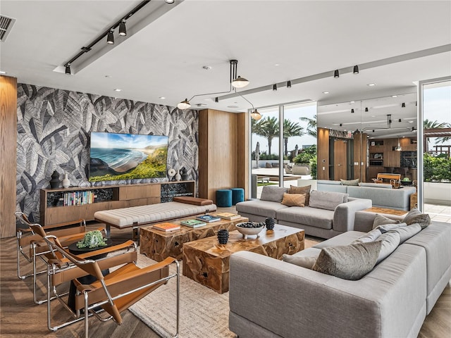 living room featuring hardwood / wood-style flooring