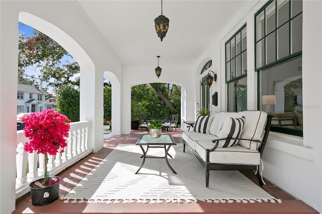 view of patio / terrace with covered porch and an outdoor hangout area